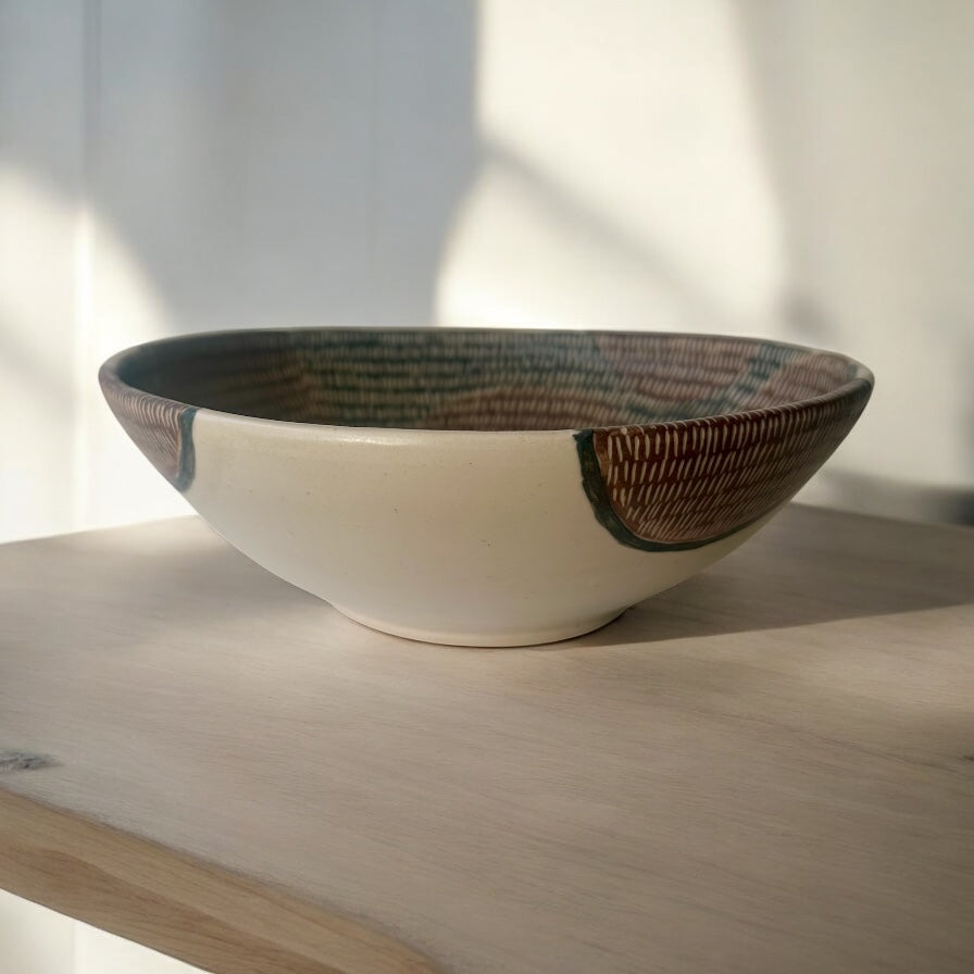 Slate + Chestnut Circle Bowl