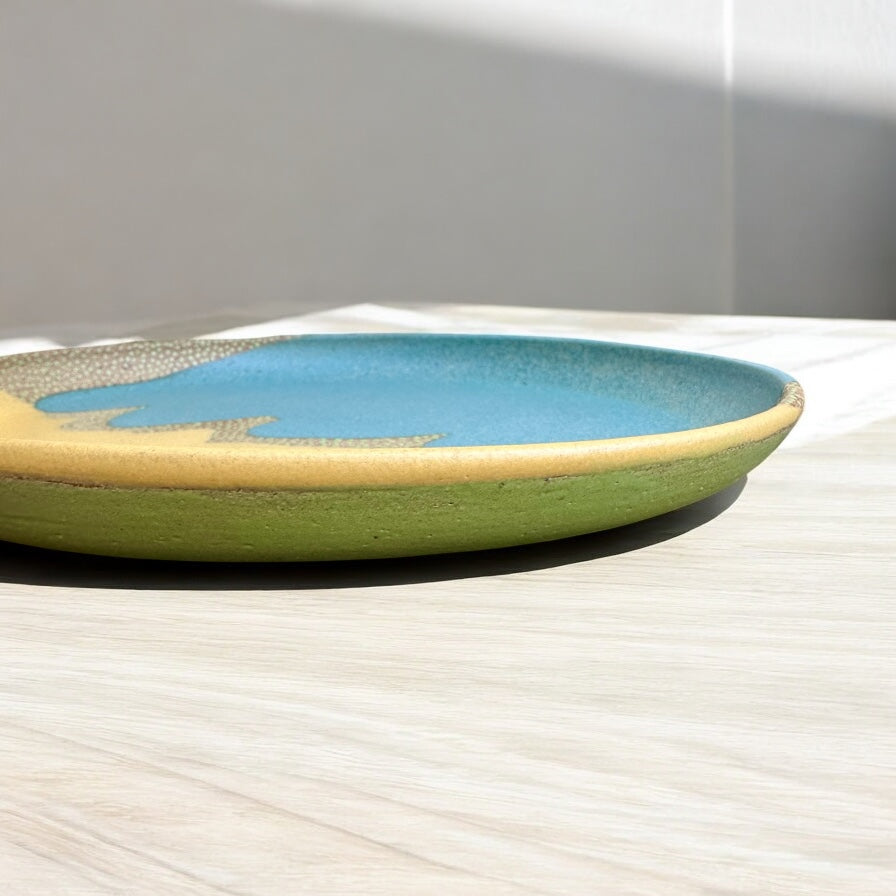 Aqua Blue + Yellow Plate