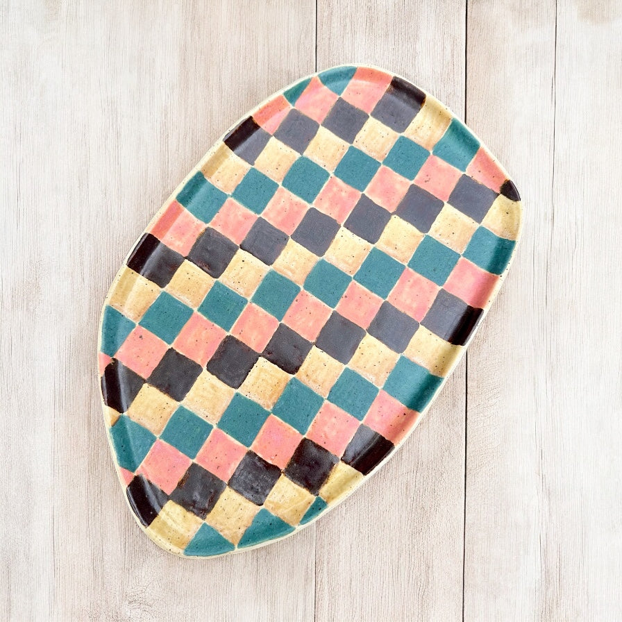 Colorful Checkered Tray Set