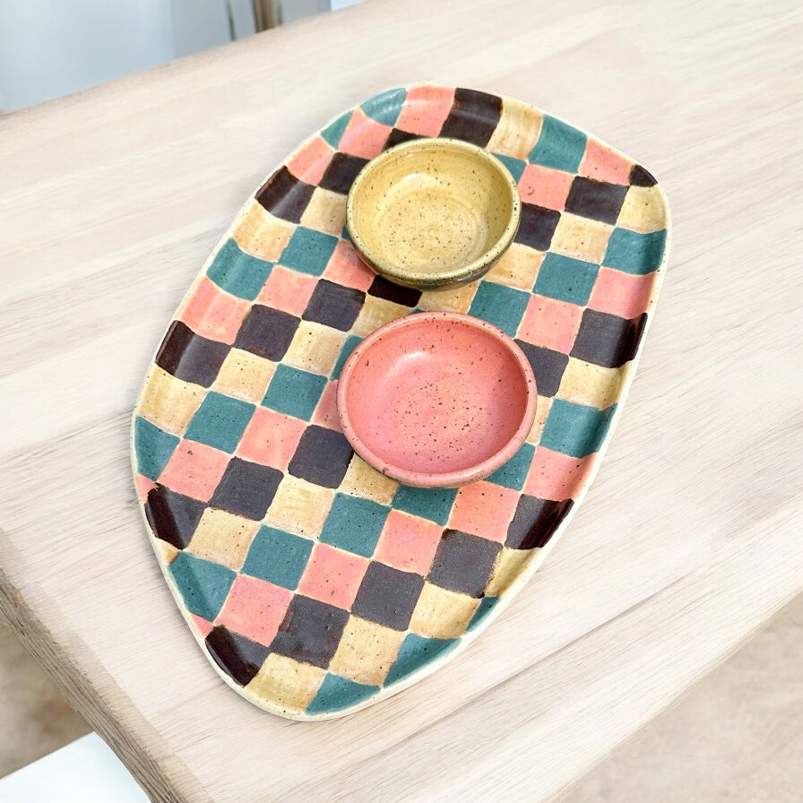 Colorful Checkered Tray Set