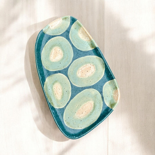 Basque Green + Teal Agate tray set