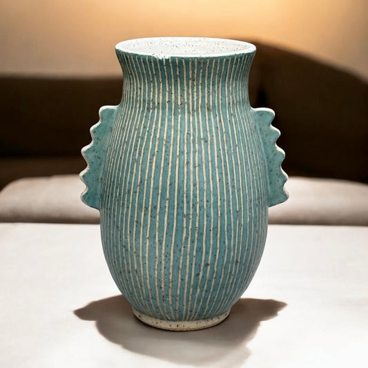 Aqua Vase with Handles