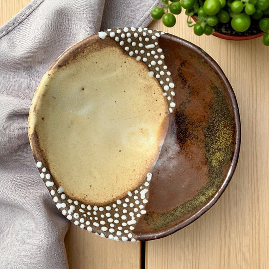 Desert Yellow + Tenmoku Tripod Dish