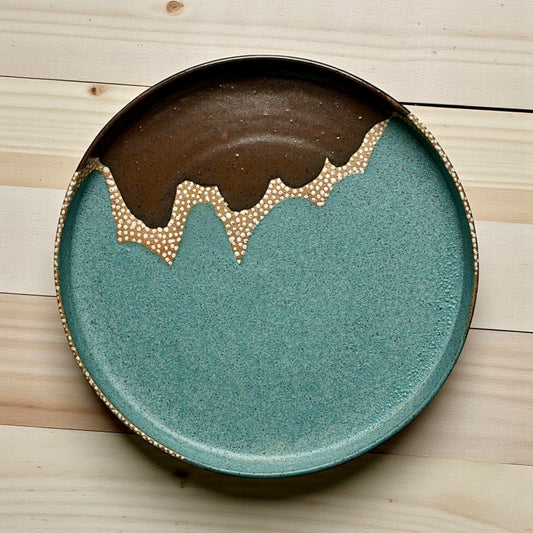 Chocolate + Turquoise Serving Plate