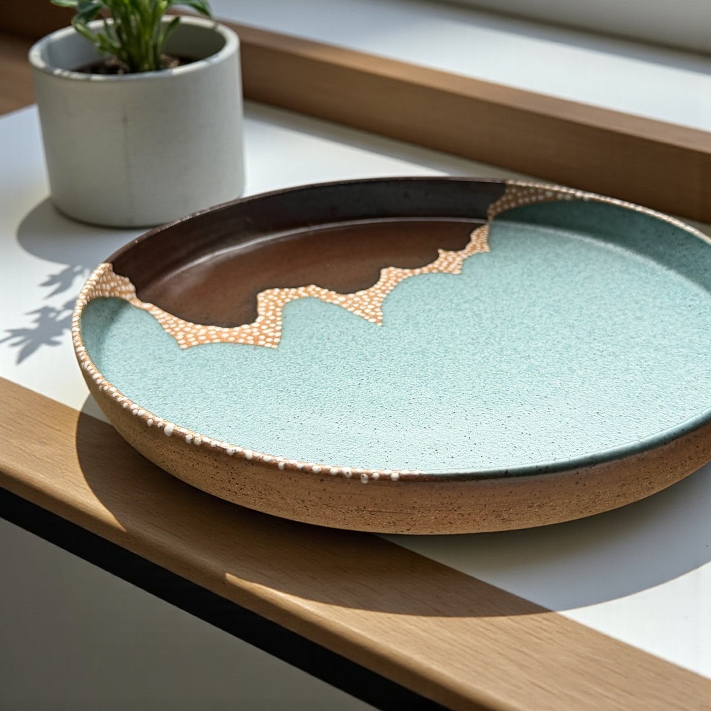 Chocolate + Turquoise Serving Plate