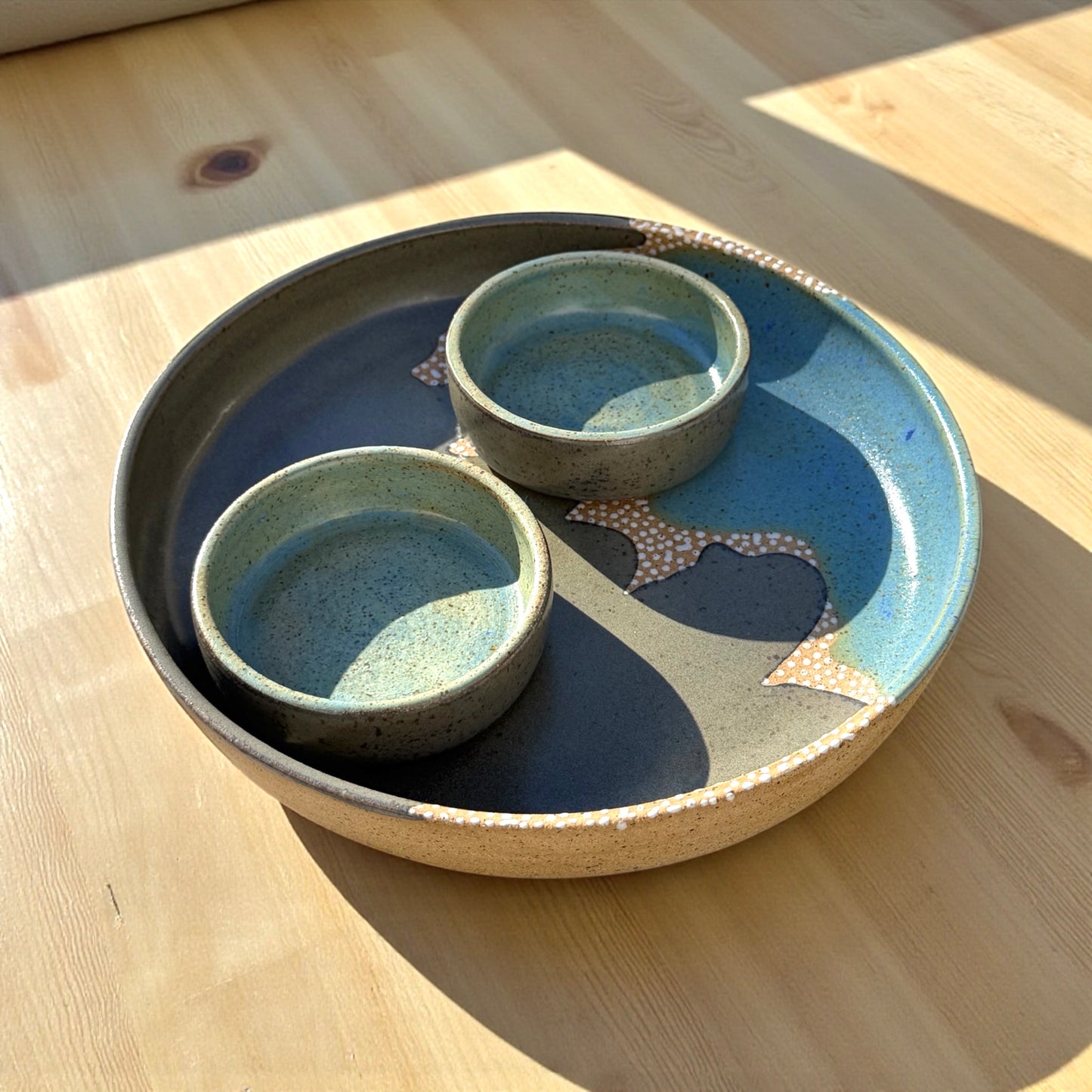 Smoke + Teal Serving Set