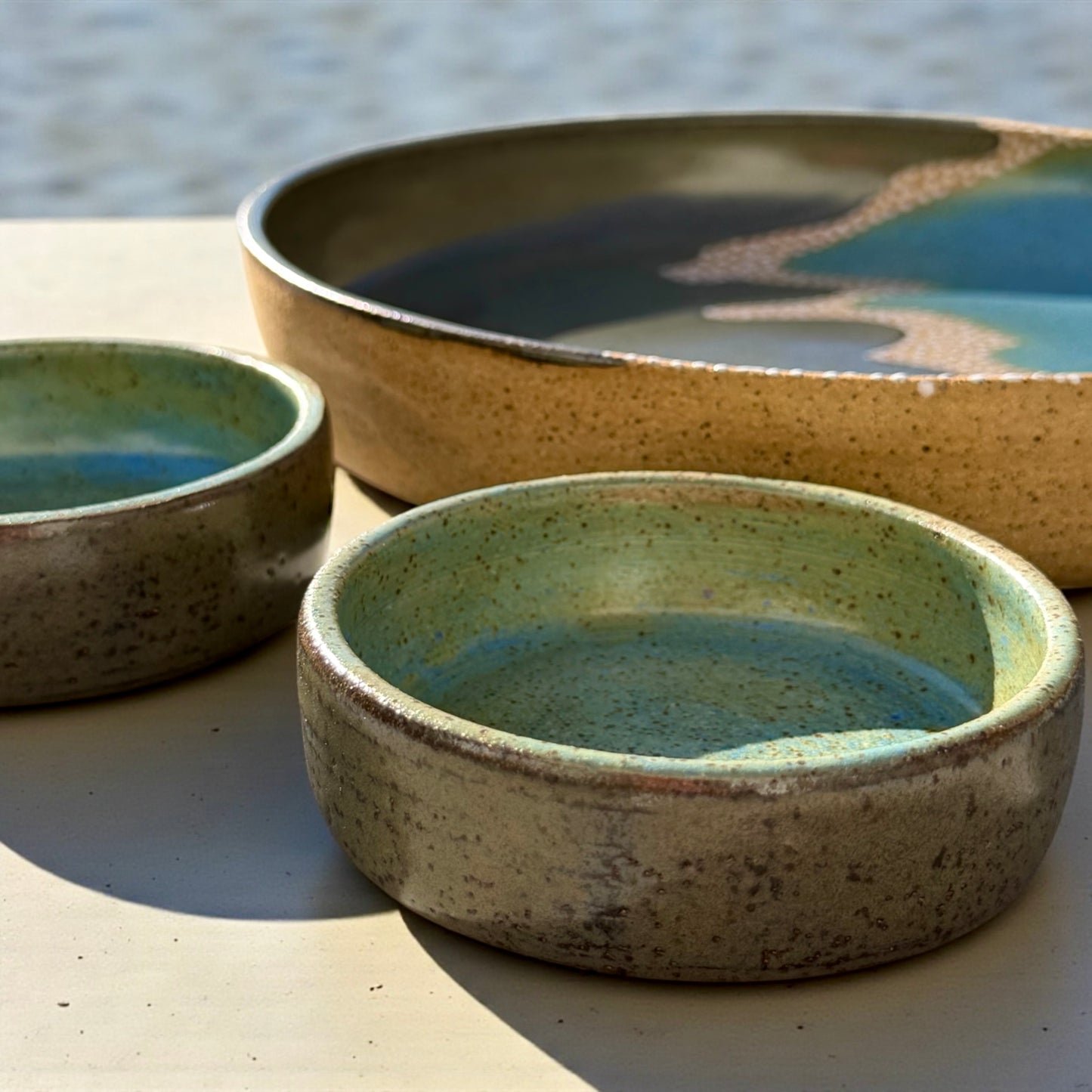 Smoke + Teal Serving Set