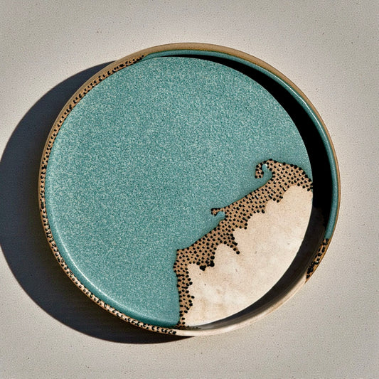 Teal + White Serving Bowl