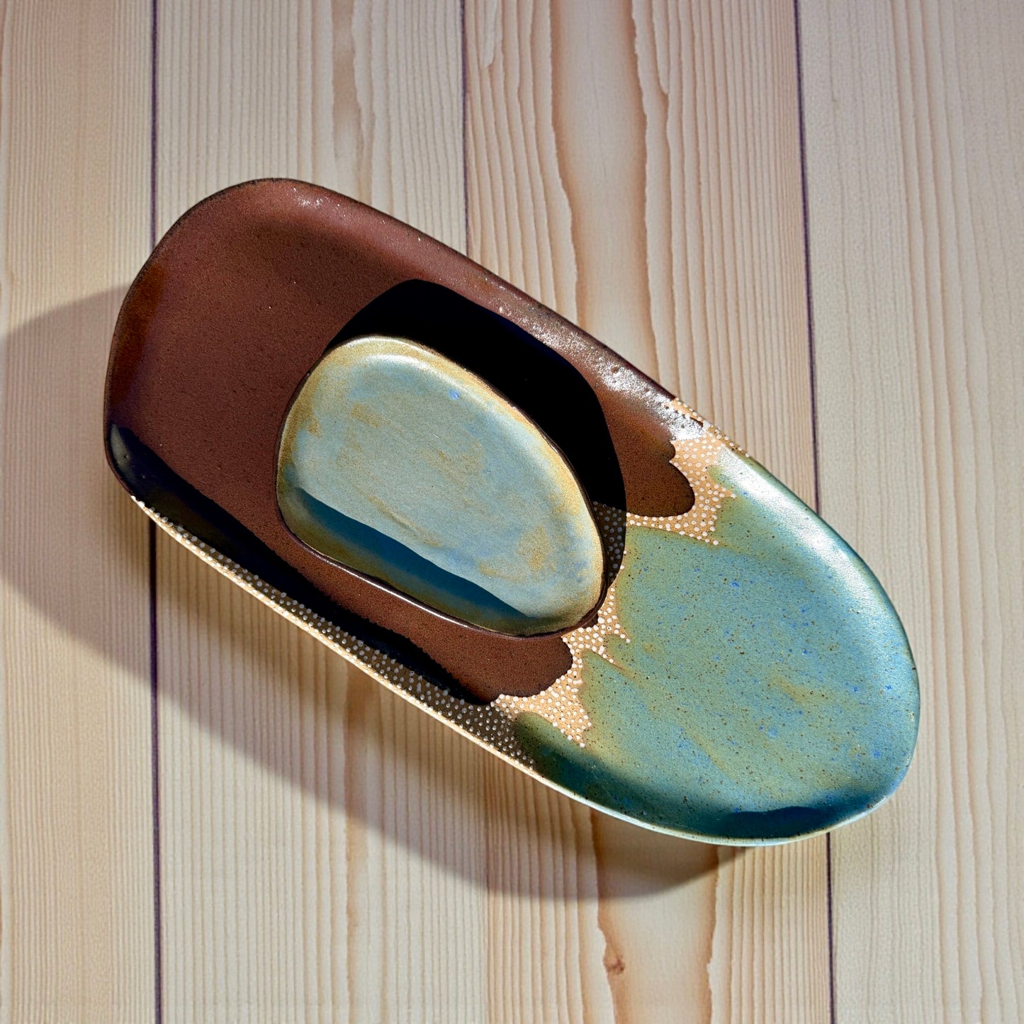 Chocolate + Aqua Serving Plate