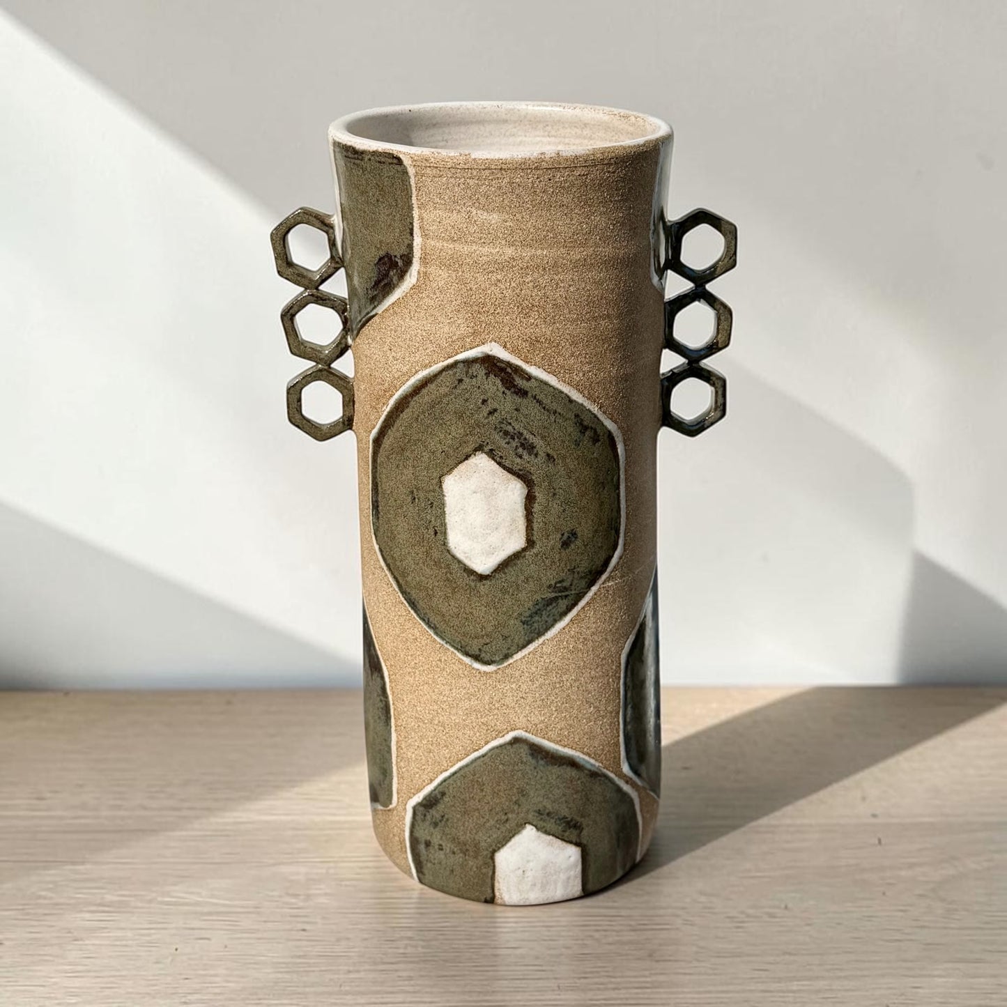 Blue/Green Mosaic Handle Vase