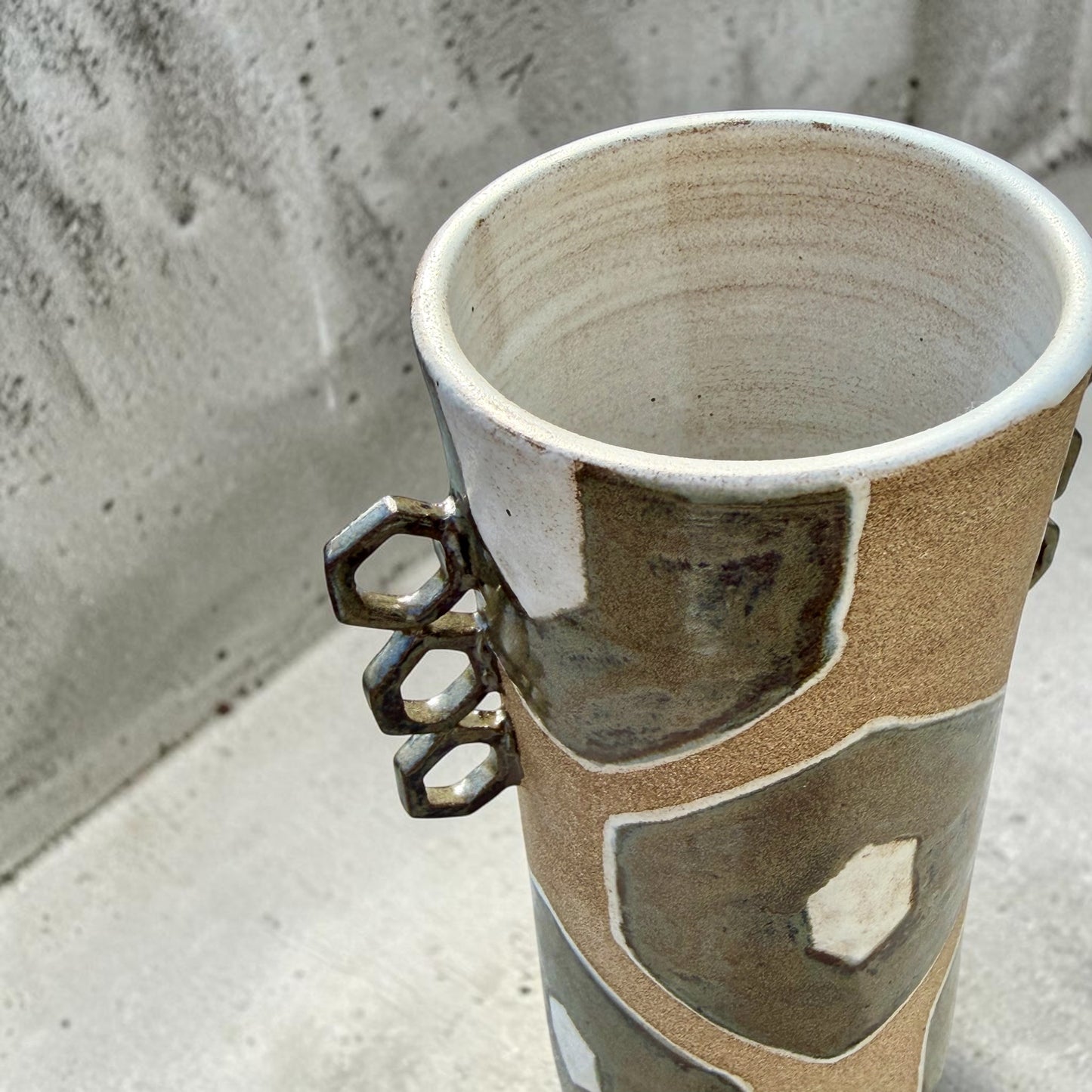 Blue/Green Mosaic Handle Vase