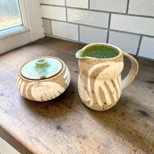 Lotus Sugar Bowl + Creamer Set #2