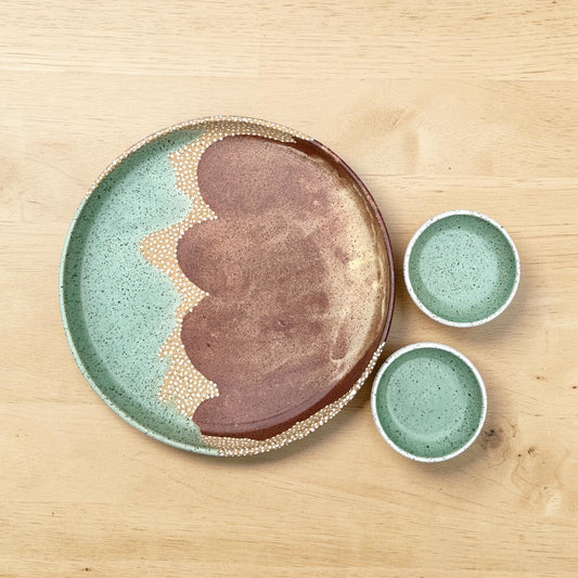 Green + Chestnut Serving Set
