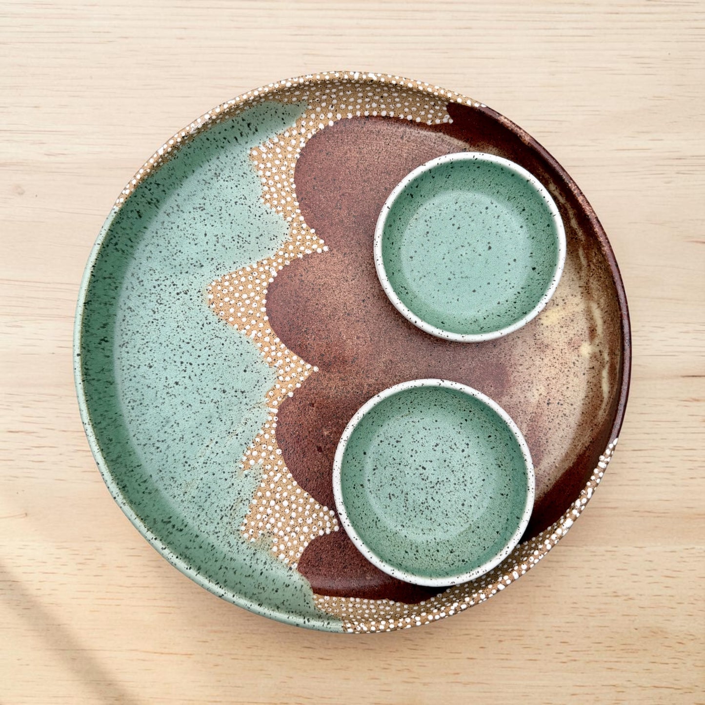 Green + Chestnut Serving Set