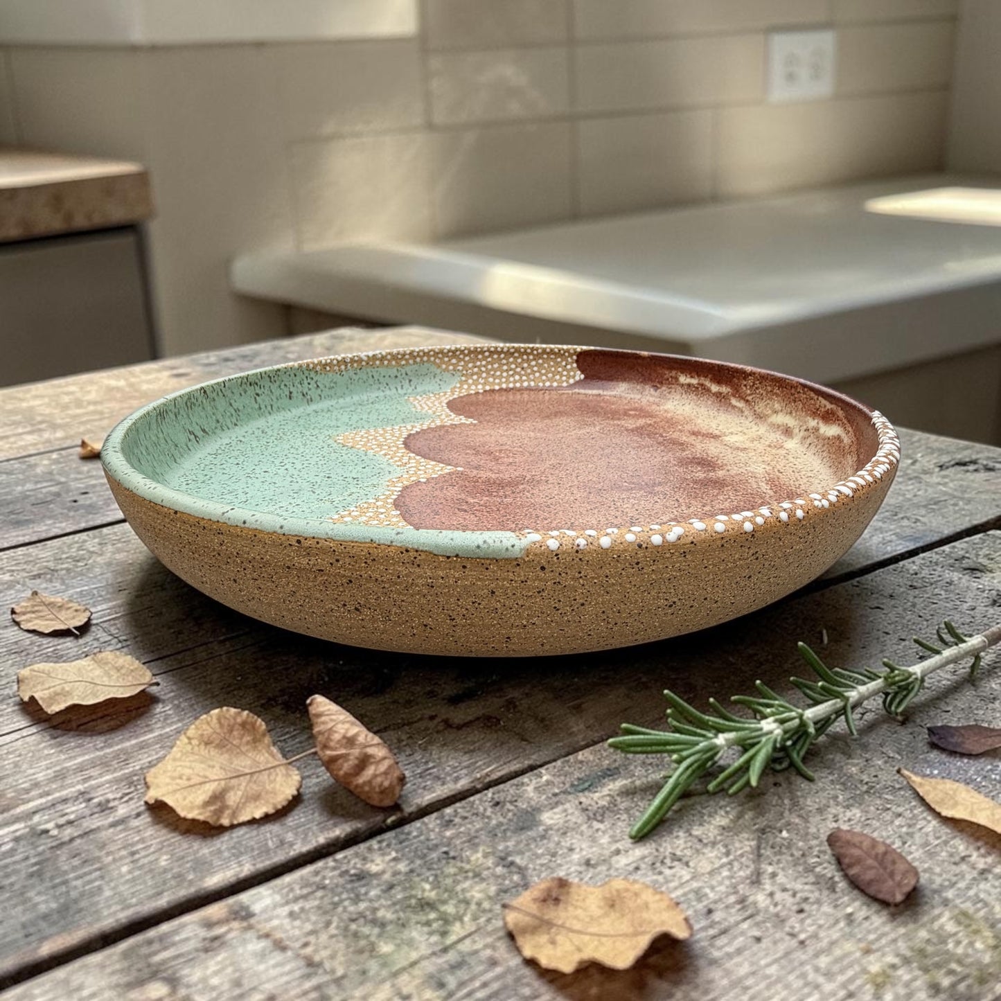 Green + Chestnut Serving Set