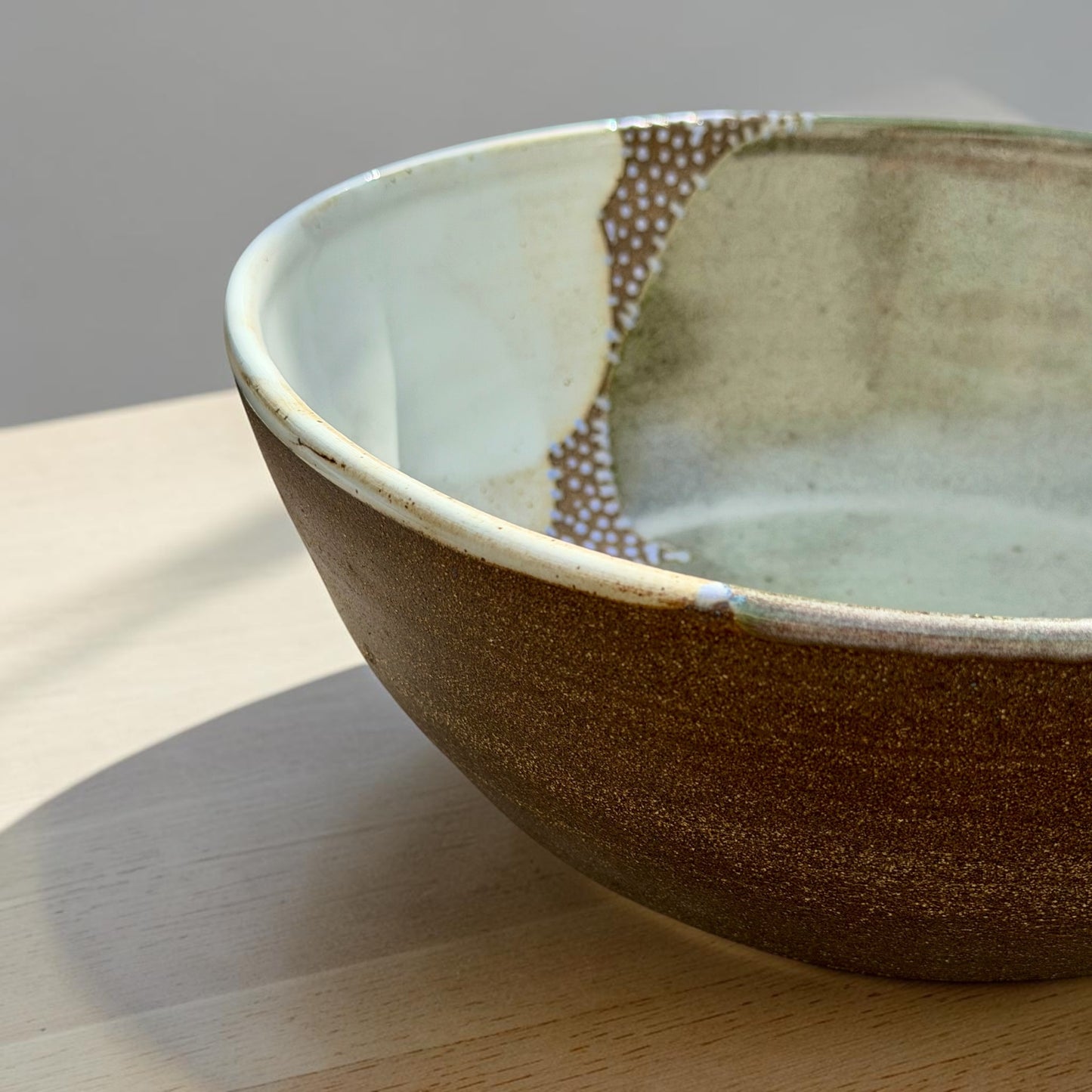 Green + White Serving Bowl