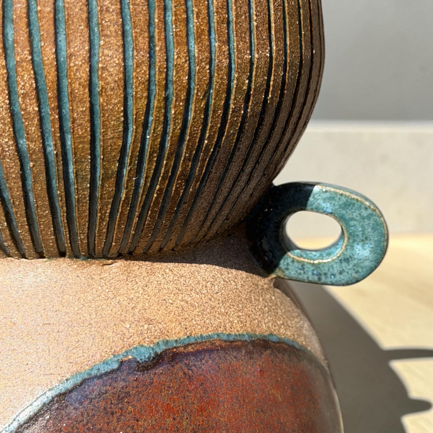 Brown + Teal Tiered Vase