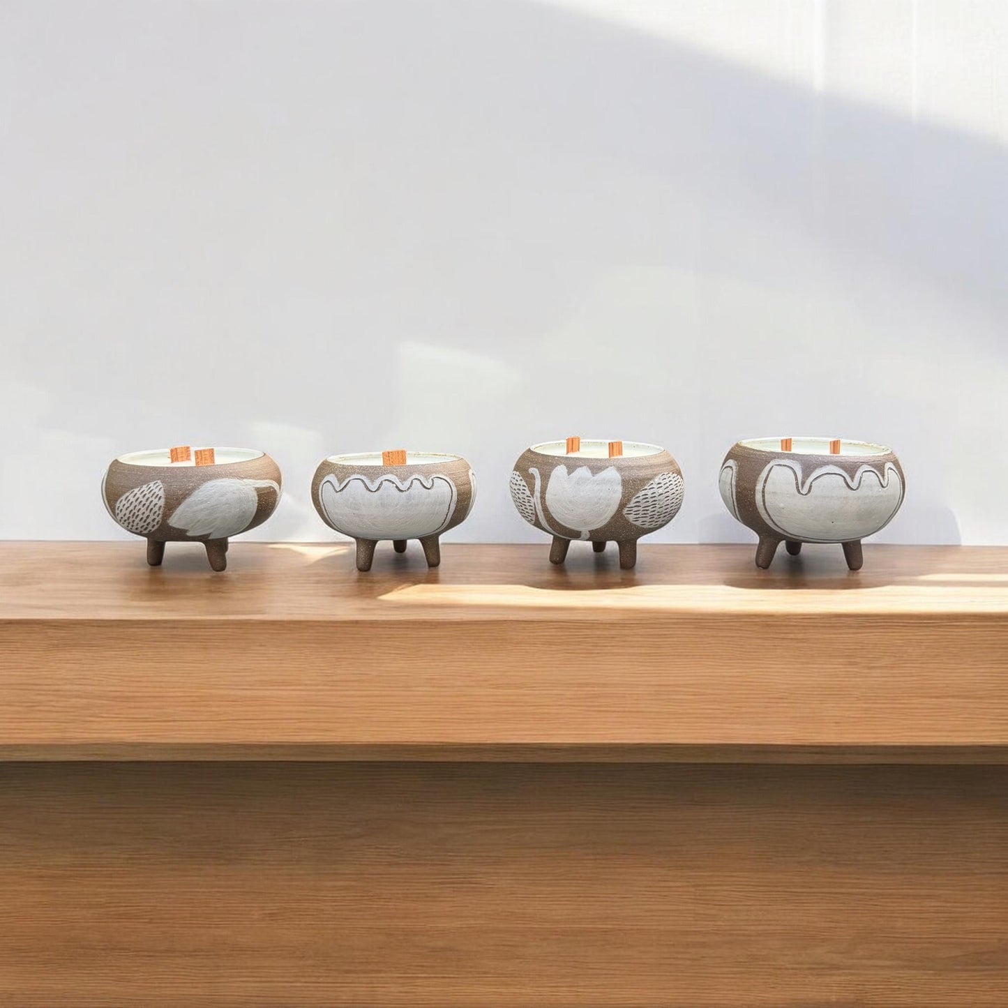 Scented Lotus Candles in Tripod Pots