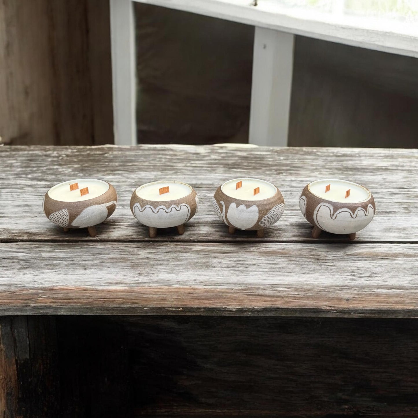Scented Lotus Candles in Tripod Pots