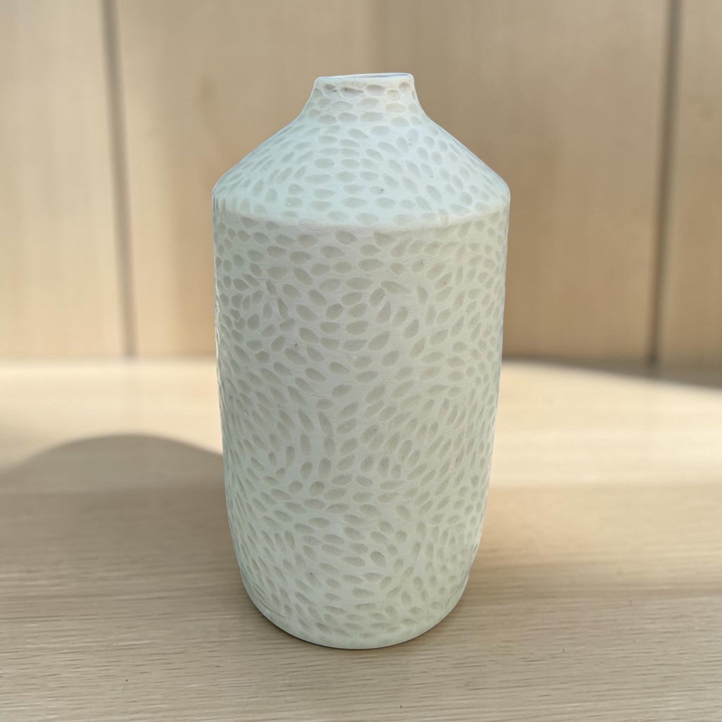 White on White Sgraffito Bud Vase