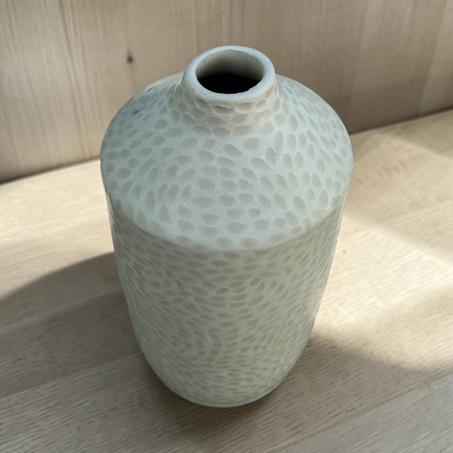 White on White Sgraffito Bud Vase