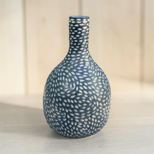 Black + White Sgraffito Bud Vase