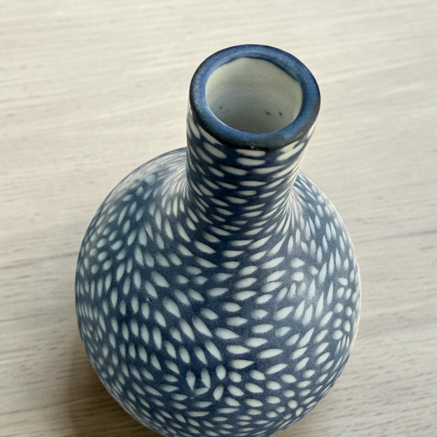 Black + White Sgraffito Bud Vase
