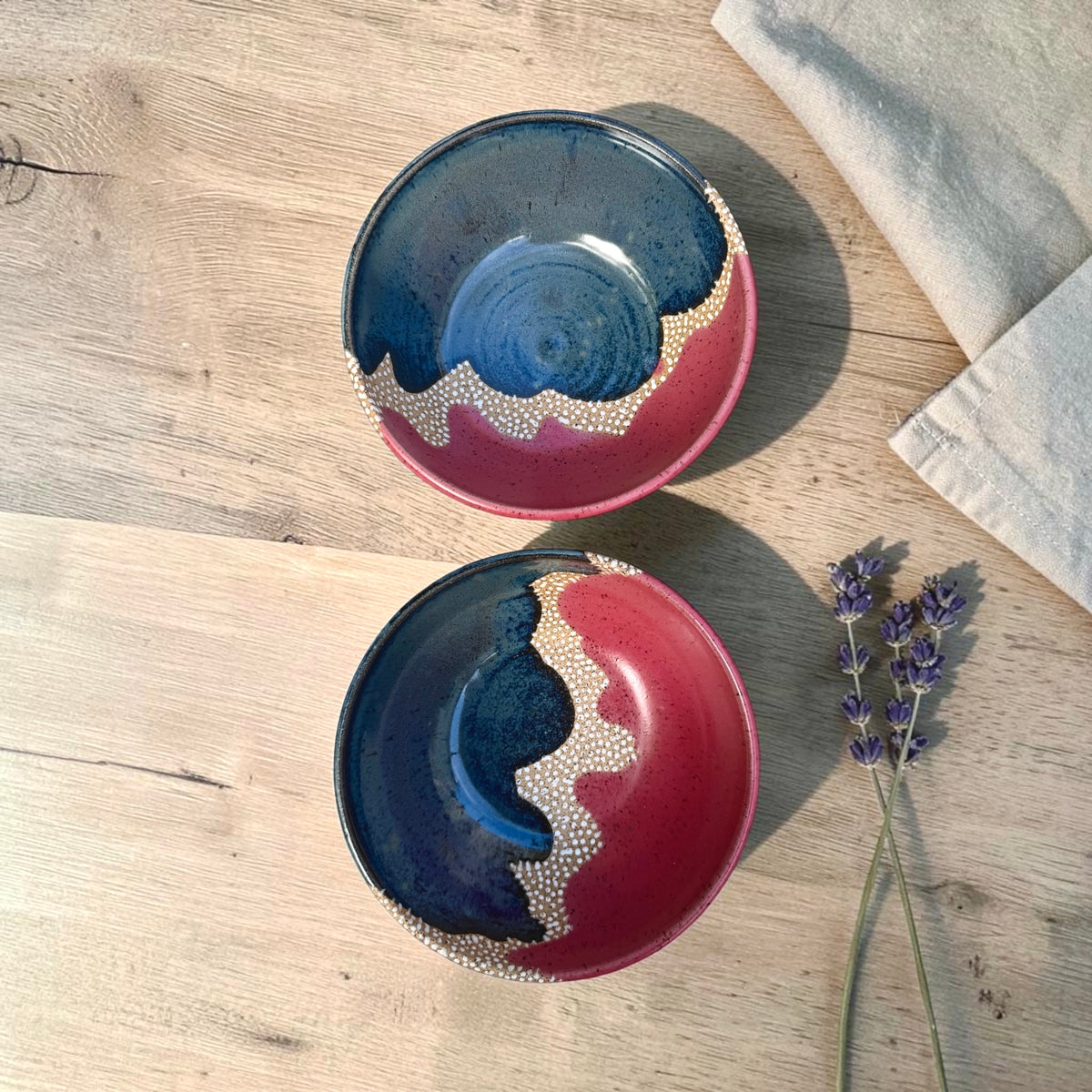 Raspberry + Dark Blue Bowls
