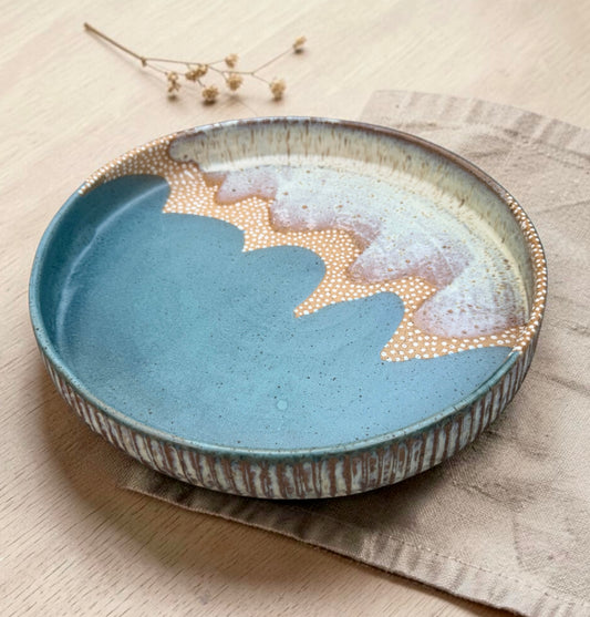 Coastal Blue + Sand Serving Plate