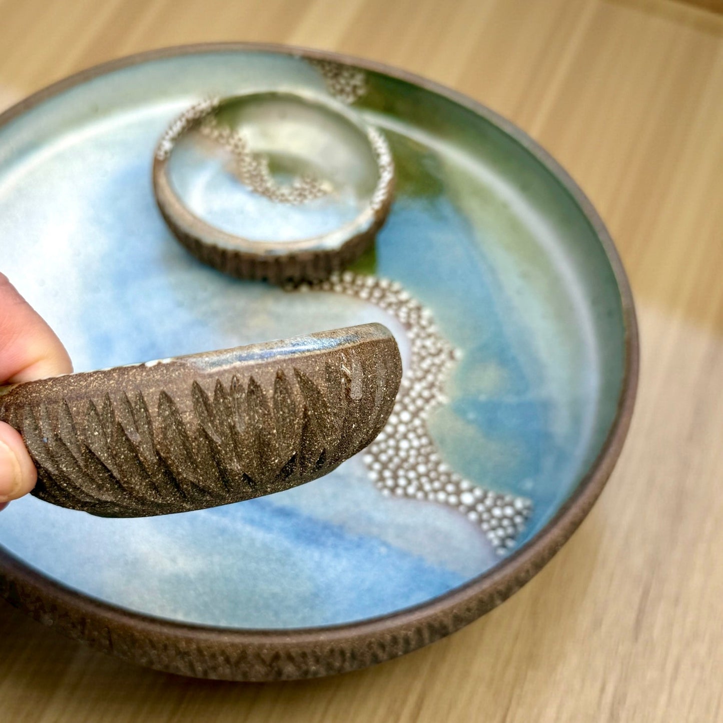 Misty Blue and Moss Green Tray Set