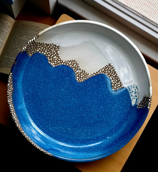 Royal Blue + Linen Serving Bowl